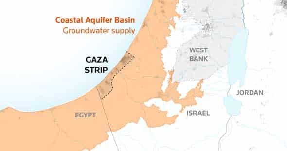 Daerah tampungan air bersih di jalur Gaza dan sekitarnya