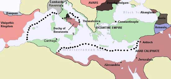 Wilayah kekuasaan Romawi dan Islam