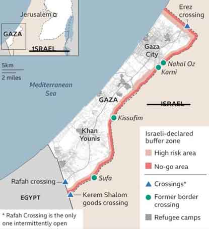 Peta Jalur Gaza yang terjajah