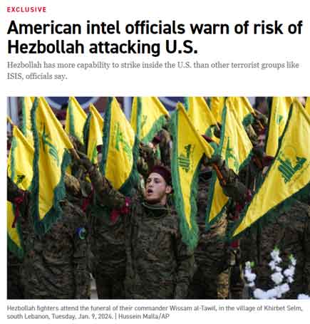 Pejabat intel Amerika memperingatkan risiko Hizbullah menyerang AS, Politico melaporkan. Para pejabat AS menilai bahwa ada peningkatan risiko militan Hizbullah Lebanon akan menyerang orang Amerika di Timur Tengah – dan bahkan berpotensi menyerang di dalam Amerika Serikat.