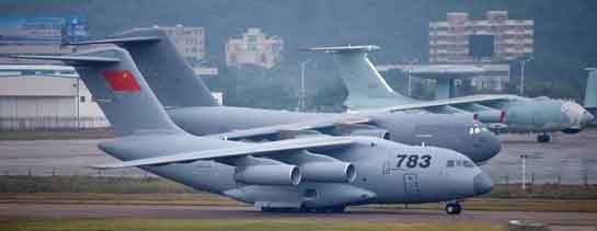 Y-20, dengan latar belakang C-17 dan il-76