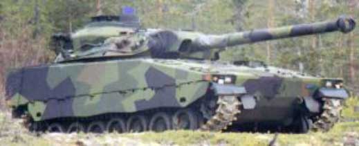 Tank ringan CV90105, dilengkapi turret konsep CMI Defense XC-8, dipersenjatai dengan meriam 105 mm.
