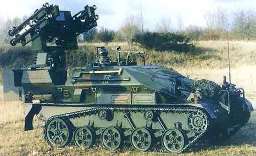 Wiesel 2 Air Defence Weapon Carrier (Ozelot): fitted with air defence missile launchers (two box launchers containing four ready-to-fire FIM-92 Stingers