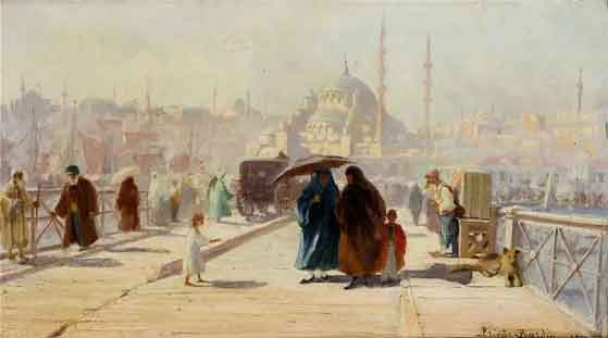 Le pont de Galata, Constantinople, by François-Léon Prieur-Bardin, 1901, via Sotheby’s