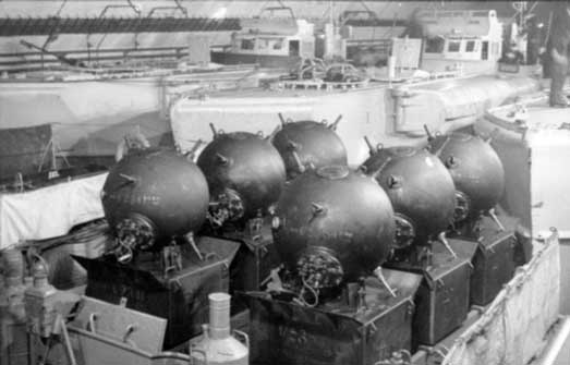 E-boats and sea mines in a German naval bunker, 1942.