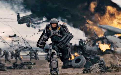 Edge of Tomorrow" - Waktu dan Kesempatan Kedua: Film ini menjelajahi konsep waktu dan kesempatan kedua. Cage harus belajar dari kesalahannya dan mencari cara untuk memenangkan perang dalam setiap siklus waktu.