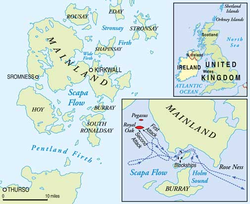 Tempat berlabuh Angkatan Laut Kerajaan di Scapa Flow di Kepulauan Orkney Skotlandia dianggap terlindungi dengan baik dari serangan kapal selam musuh. Namun, Kapten Günther Prien dan U-47 membuktikan bahwa anggapan tersebut salah besar.