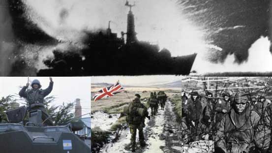 Perang Malvinas: Pada tanggal 2 April 1982, pemerintah militer Argentina menyerbu Kepulauan Falkland, diikuti oleh Georgia Selatan pada hari berikutnya. Pemerintah Inggris menanggapi dengan mengirimkan satuan tugas angkatan laut ke wilayah tersebut. Konflik tersebut berlangsung selama 74 hari dan berakhir dengan penyerahan diri Argentina pada tanggal 14 Juni.