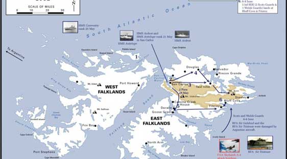 Perang Malvinas/Falklands pada tahun 1982 merupakan pertempuran laut terbesar sejak Perang Dunia Kedua. Antara 21 dan 25 Mei 1982 tiga kapal Angkatan Laut Kerajaan ditenggelamkan – HMS Ardent, HMS Antelope dan HMS Coventry.